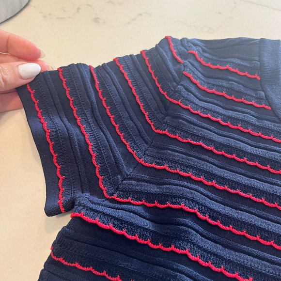 Size S MICHAEL MICHAEL KORS Ruffled Stripe Stretch-Viscose Dress - Picture 4 of 4